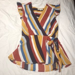 Monteau colourful wrap blouse